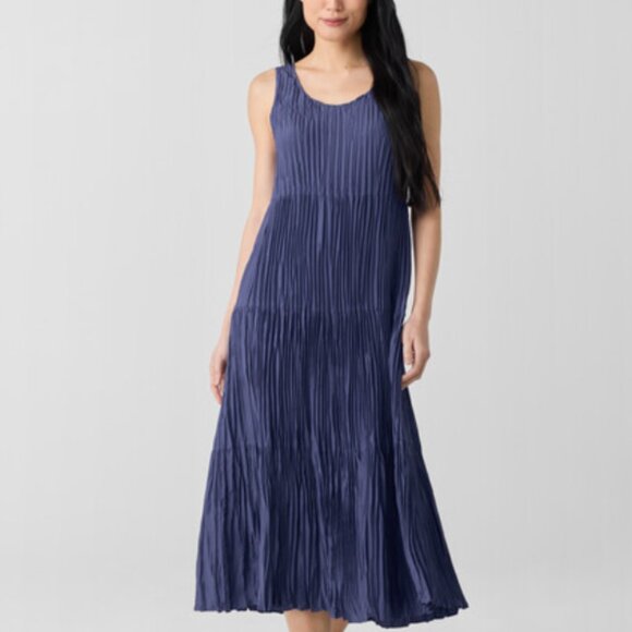 Eileen Fisher Crushed Silk Tiered Dress NWOT - Picture 2 of 10